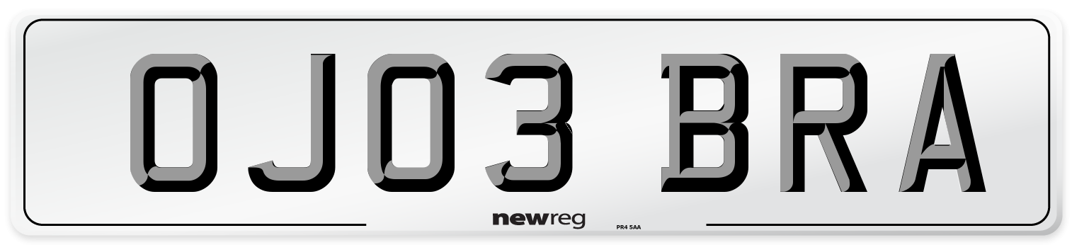 OJ03 BRA Number Plate from New Reg